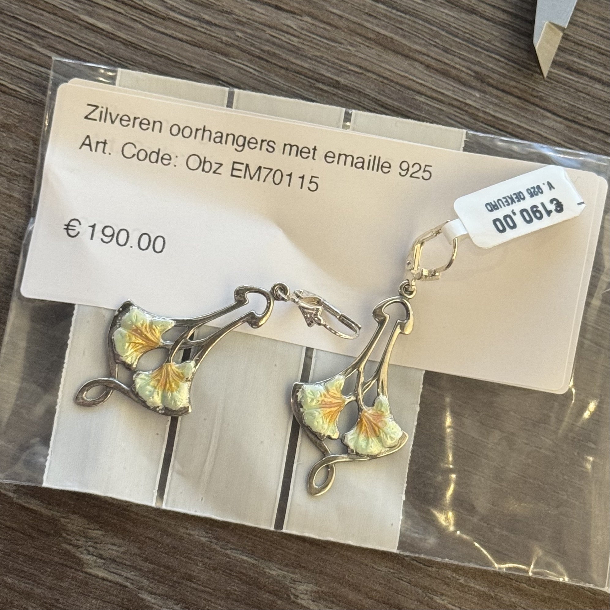 Vintage Sterling Silver Drop Earrings with Enamel